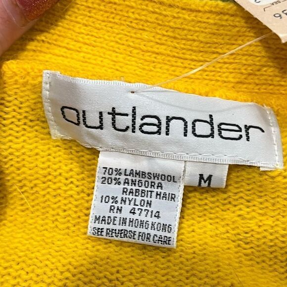 NWT Outlander Cardigan Sweater V-neck Knit Wool Lemon Yellow Medium - Picture 5 of 8
